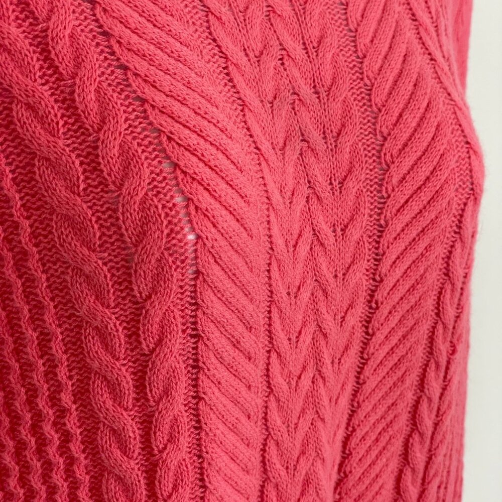 Talbots Cable Knit Sweater Size L Pink Wool Blend Feminine Dainty Capsule Preppy - Picture 4 of 11